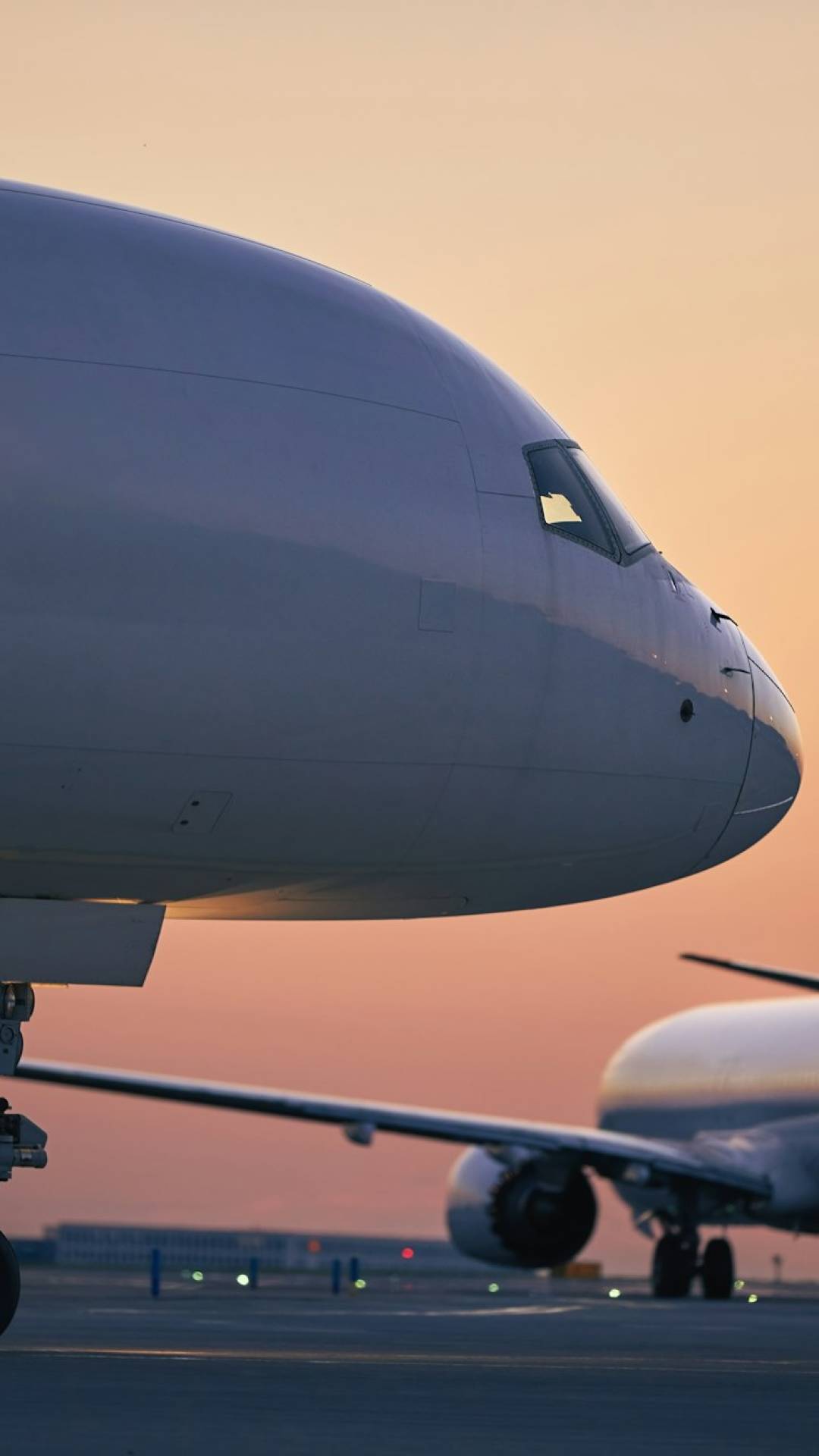 Cargo airplane during morning busy traffic at airport